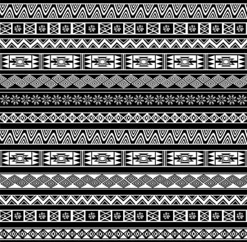Abstract Ethnic Seamless Geometric Pattern. Vector Background. Black and White. Illustration