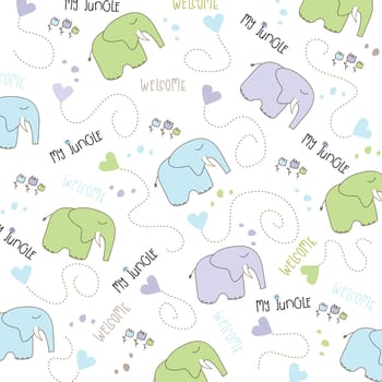 Seamless baby elephant pattern, illustration in vector format
