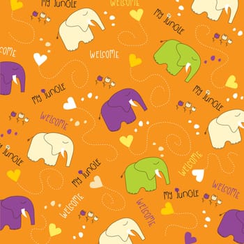 Seamless baby elephant pattern, illustration in vector format