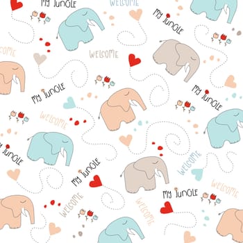 Seamless baby elephant pattern, illustration in vector format