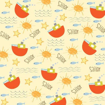 seamless boat pattern, illustration in vector format