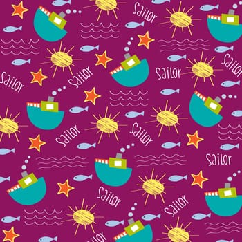 seamless boat pattern, illustration in vector format