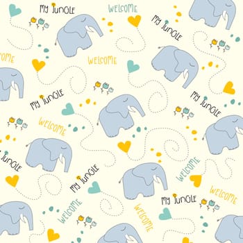 Seamless baby elephant pattern, illustration in vector format