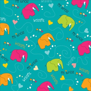 Seamless baby elephant pattern, illustration in vector format