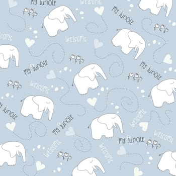 Seamless baby elephant pattern, illustration in vector format