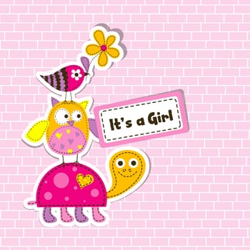 Template greeting card, vector scrap illustration