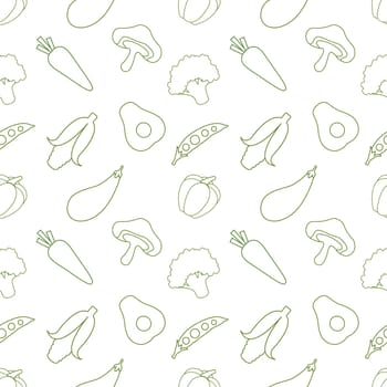 Vegetarian, Fruit and Vegetables Seamless Pattern Design with Fresh, Organic and Natural Food in Hand Drawn Flat Cartoon Background Illustration