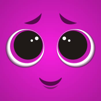 Cute shy violet cartoon monster face vector illustration