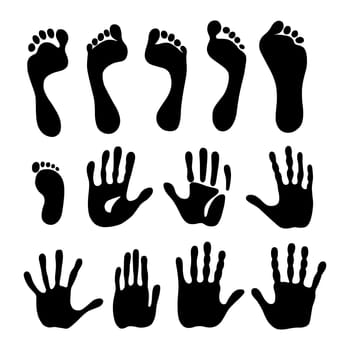 Vector illustration generation hand and foot prints isolated on white background. Created in Adobe Illustrator. EPS 8..