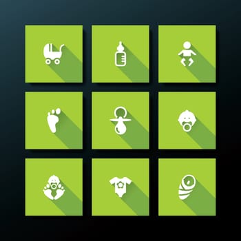 Flat baby icon set - vector illustration