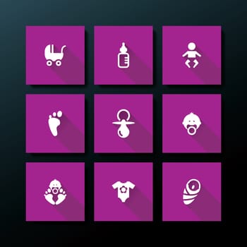 Flat baby icon set - vector illustration