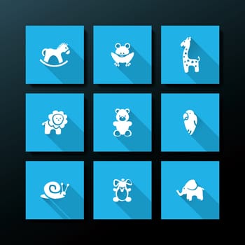 Flat baby toy icon set - vector illustration