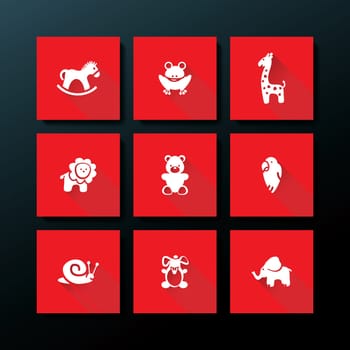 Flat baby toy icon set - vector illustration