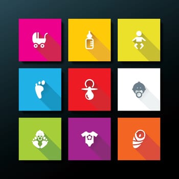 Flat baby icon set - vector illustration