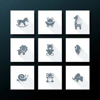 Flat baby toy icon set - vector illustration
