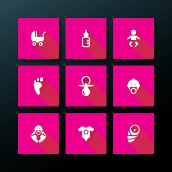 Flat baby icon set - vector illustration