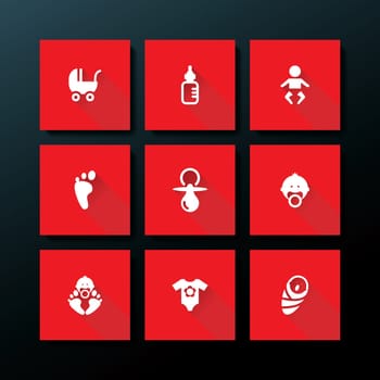 Flat baby icon set - vector illustration