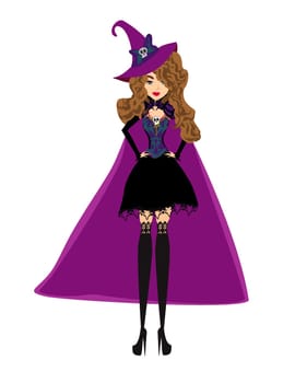elegant girl in a sexy witch costume