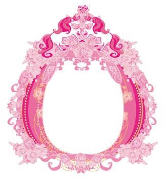decorative girlish pink frame with unicorns
