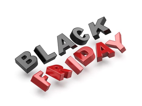 Black friday banner with 3d letters on white background