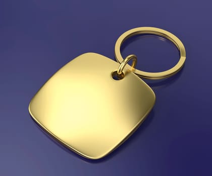 Luxury gold keychain on dark blue background