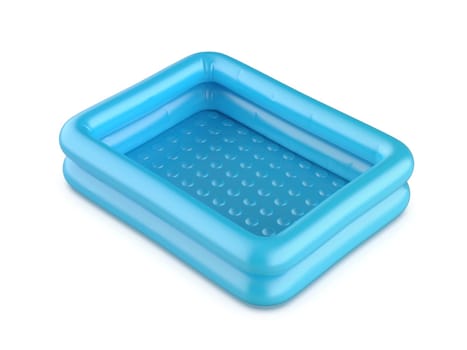 Empty inflatable pool on white background