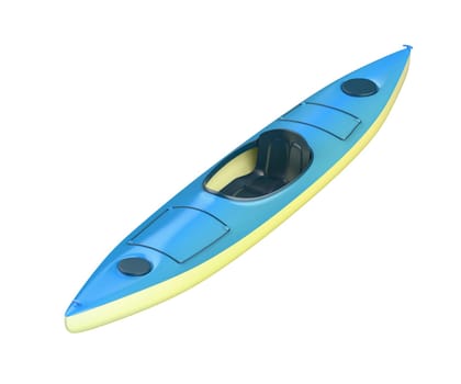 Plastic kayak isolated on white background