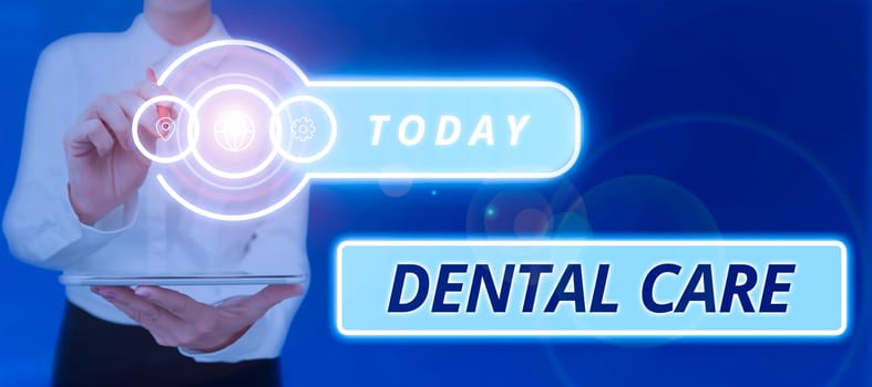 Conceptual display Dental Care, Business showcase maintenance of healthy teeth or to keep it clean for future