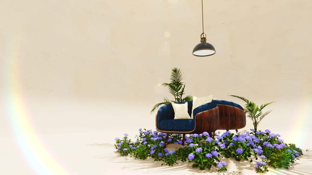 3D illustration Background for advertising and wallpaper in nature and summer scene. 3D rendering in decorative concept.