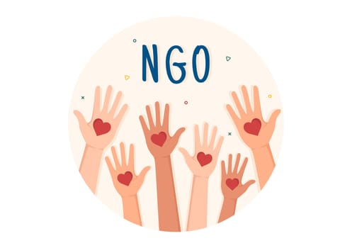 NGO or Non-Governmental Organization to Serve Specific Social and Political Needs in Template Hand Drawn Cartoon Flat Illustration