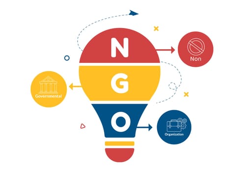 NGO or Non-Governmental Organization to Serve Specific Social and Political Needs in Template Hand Drawn Cartoon Flat Illustration