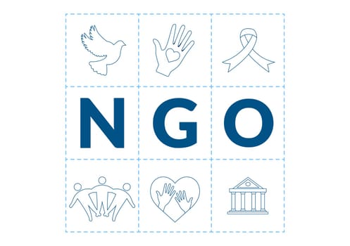 NGO or Non-Governmental Organization to Serve Specific Social and Political Needs in Template Hand Drawn Cartoon Flat Illustration