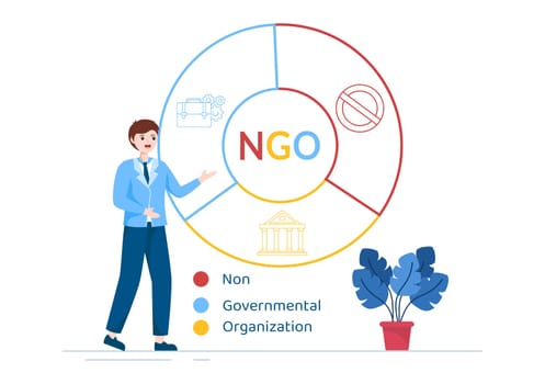 NGO or Non-Governmental Organization to Serve Specific Social and Political Needs in Template Hand Drawn Cartoon Flat Illustration