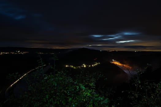 long time exposure at blue hour from the small Saarschleife. This is located in the Saarland and is scenically beautiful.