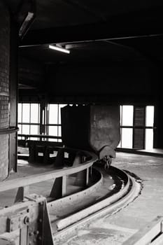 Coal lorry on a conveyor rail in the Ruhr area, Zollverein colliery, Germany