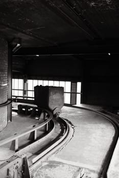 Coal lorry on a conveyor rail in the Ruhr area, Zollverein colliery, Germany