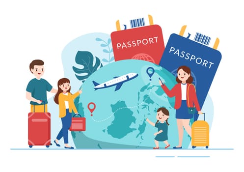 Immigration Template Hand Drawn Cartoon Flat Illustration of Document with Visa and Passport for Moving to Another Country