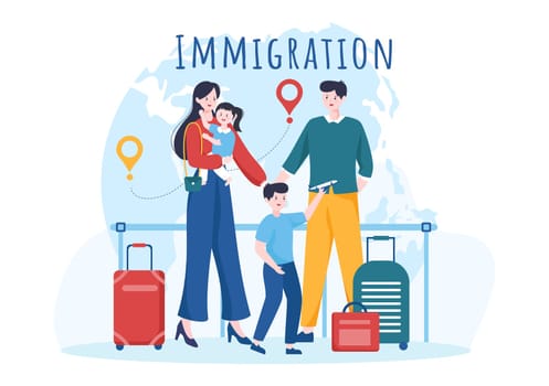 Immigration Template Hand Drawn Cartoon Flat Illustration of Document with Visa and Passport for Moving to Another Country