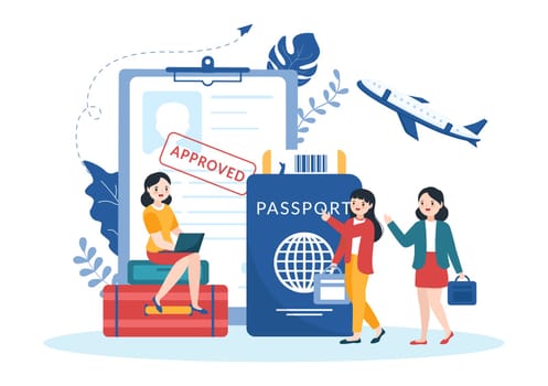 Immigration Template Hand Drawn Cartoon Flat Illustration of Document with Visa and Passport for Moving to Another Country