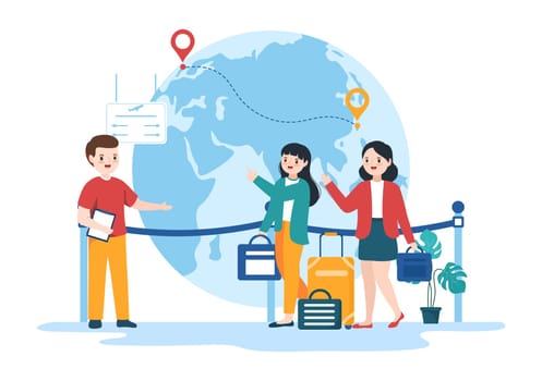 Immigration Template Hand Drawn Cartoon Flat Illustration of Document with Visa and Passport for Moving to Another Country