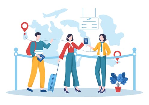 Immigration Template Hand Drawn Cartoon Flat Illustration of Document with Visa and Passport for Moving to Another Country