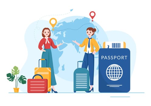 Immigration Template Hand Drawn Cartoon Flat Illustration of Document with Visa and Passport for Moving to Another Country