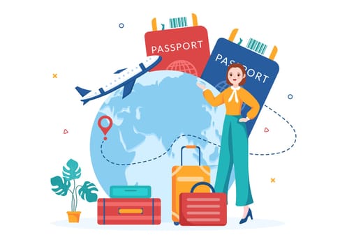 Immigration Template Hand Drawn Cartoon Flat Illustration of Document with Visa and Passport for Moving to Another Country