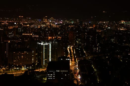 Cityscape of Taipei at night in Taiwan