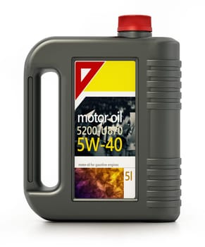 Motor oil can isolated on white background. 3D illustration.