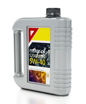 Motor oil can isolated on white background. 3D illustration.