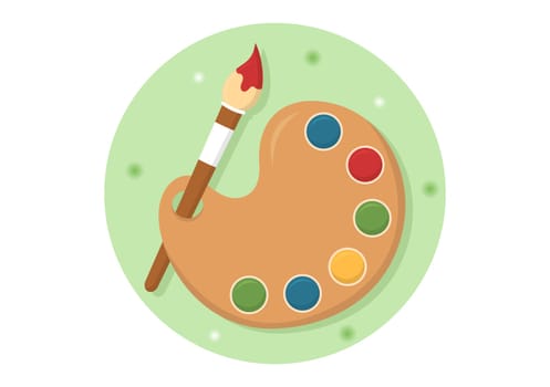 Art School of Painting with Live Model or Object using Tools and Equipment in Template Hand Drawn Cartoon Flat Illustration