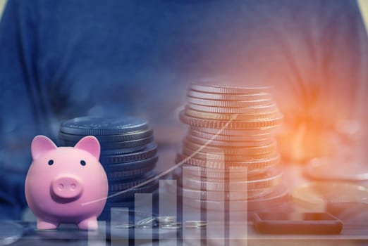Investor online saving concept, Online Investment Savings, Online Stock Investors, Internet Financial Transactions, Save Monney for Investors Using Internet to Trade Stocks or Trade Fund