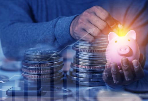 Duoble exposure, Investor online saving concept, Online Investment Savings, Online Stock Investors, Internet Financial Transactions, Save Monney for Investors Using Internet to Trade Stocks or Trade Fund