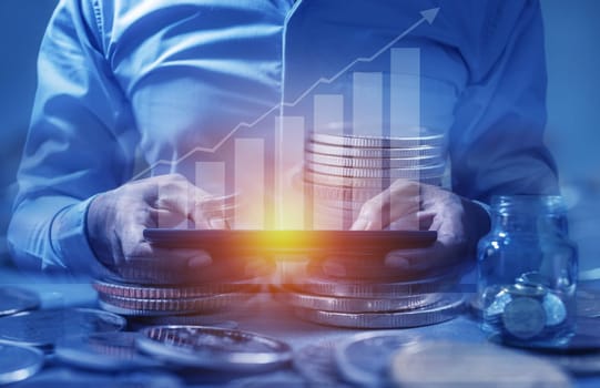 Duoble exposure, Investor online saving concept, Online Investment Savings, Online Stock Investors, Internet Financial Transactions, Save Monney for Investors Using Internet to Trade Stocks or Trade Fund